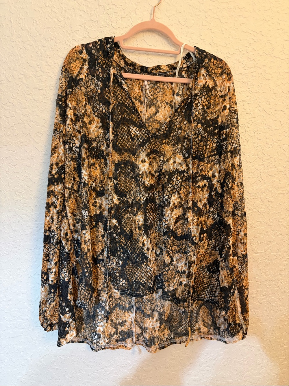 FREE PEOPLE Snake Print Sheer Blouse
